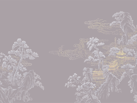  高清新中式楼阁线条肌理背景 