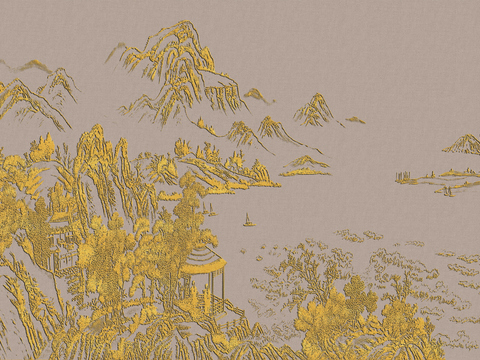  高清新中式楼阁线条肌理背景 