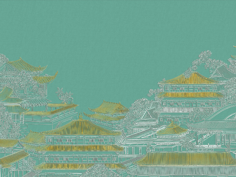  高清新中式楼阁线条肌理背景 