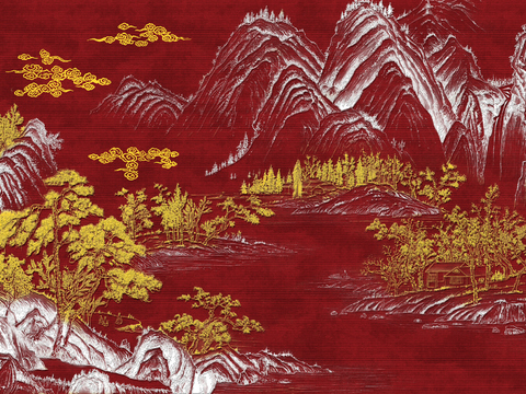  高清新中式楼阁线条肌理背景 