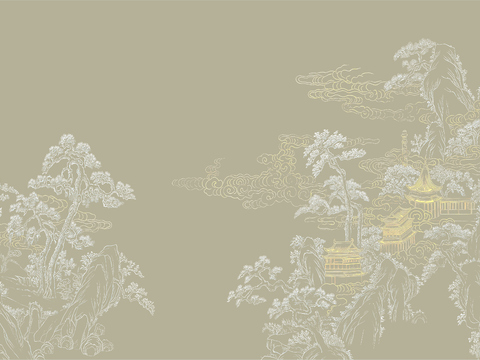  高清新中式楼阁线条肌理背景 