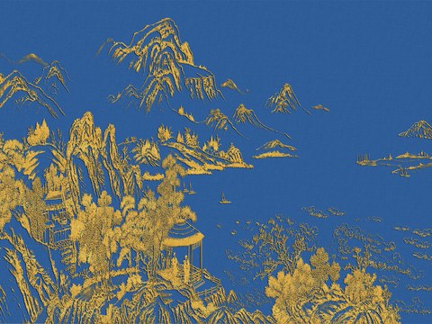  高清新中式楼阁线条肌理背景 