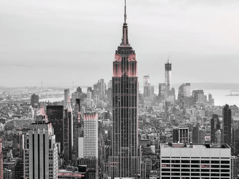  摩天大楼城市鸟瞰轻奢挂画 