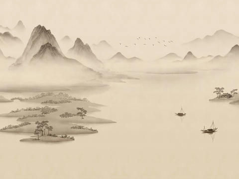  新中式水墨山水畫(huà) 