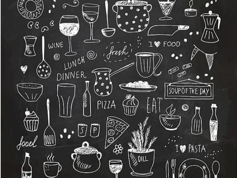  餐厅手绘黑板菜单 