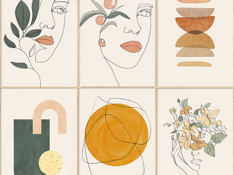  北欧莫兰迪色装饰画贴图 