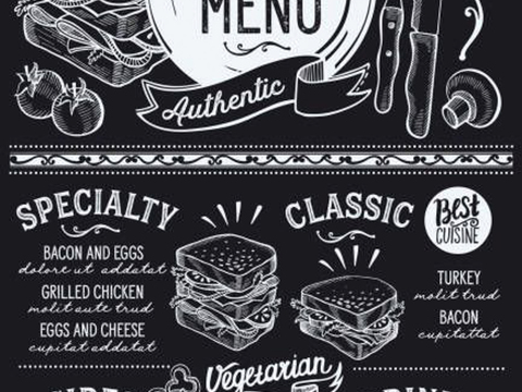  餐厅手绘黑板菜单 