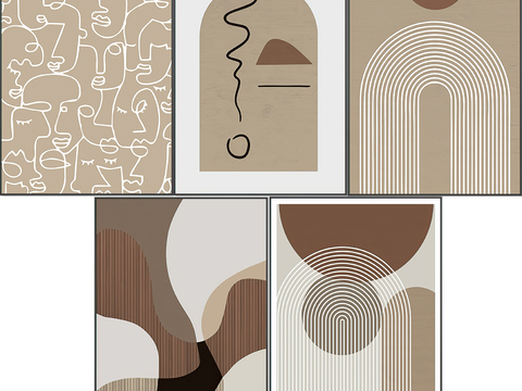  北欧艺术抽象莫兰迪装饰画贴图 