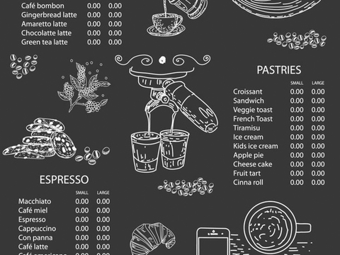  餐厅手绘黑板菜单 