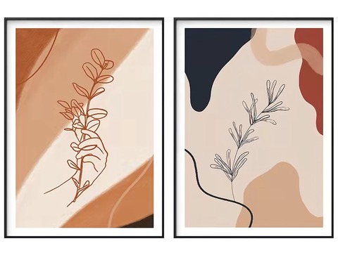  北欧艺术抽象莫兰迪装饰画贴图 