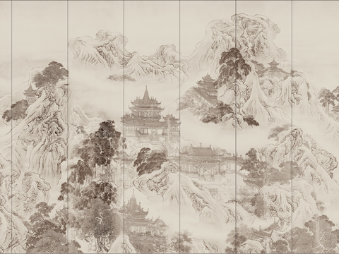  新中式水墨山水畫(huà) 