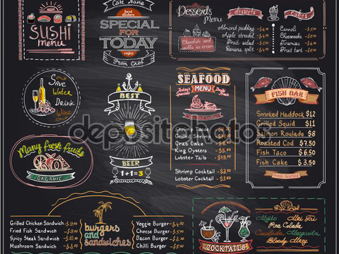  餐厅手绘黑板菜单 