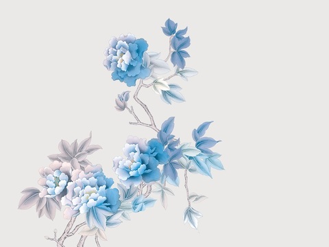  新中式刺绣牡丹花壁纸 