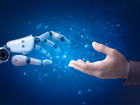  科技风系列蓝色创意合成人机互动通用背景 