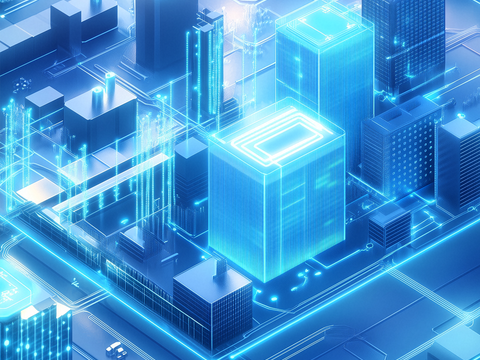  建筑系列通用科技感数字工厂3D图 