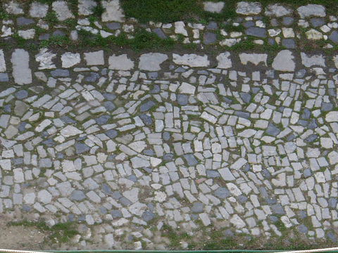  砖块路面  石材拼花 鹅卵石拼花地面 