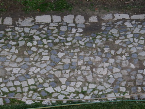 砖块路面  石材拼花 鹅卵石拼花地面 