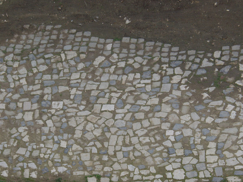  砖块路面  石材拼花 鹅卵石拼花地面 