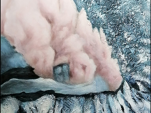  现代粉色烟雾油画装饰画贴图 
