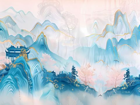  新中式国风壁纸壁画 