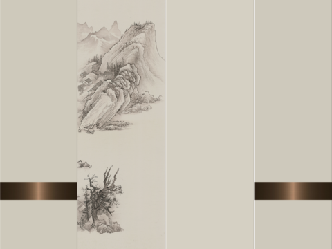  中式背景墙贴图 