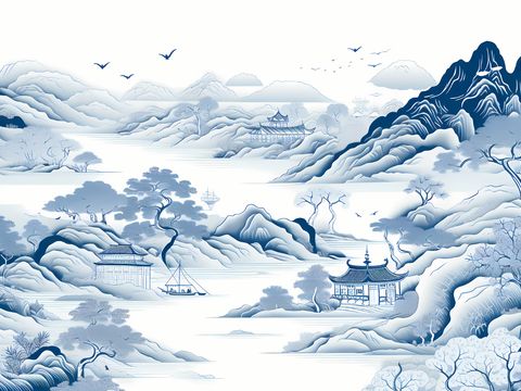  新中式國(guó)風(fēng)壁紙壁畫 