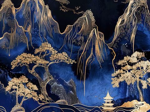  新中式国风壁纸壁画 