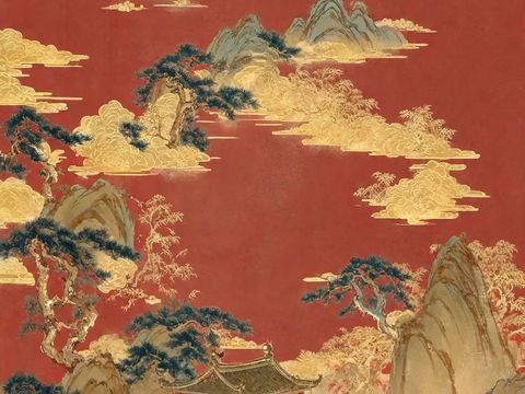  新中式國(guó)風(fēng)壁紙壁畫 