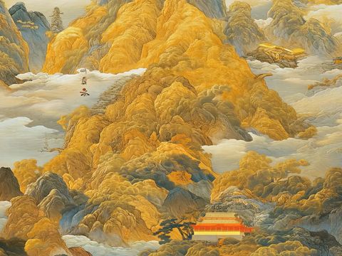  新中式國(guó)風(fēng)壁紙壁畫 