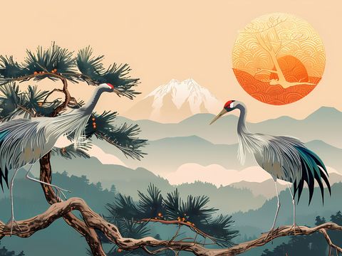  新中式国风壁纸壁画 