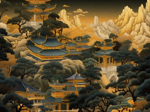  新中式国风壁纸壁画 