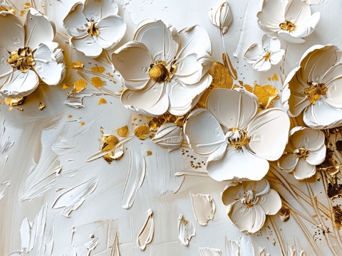  3D浮雕花卉背景墙 