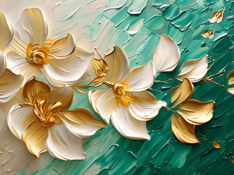  3D浮雕花卉背景墙 