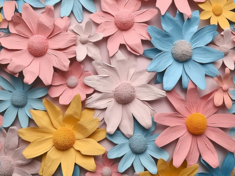  3D浮雕花卉背景墙 