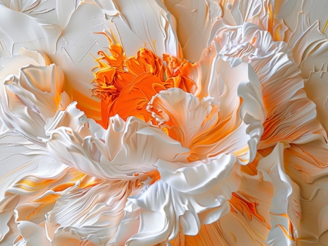  3D浮雕花卉背景墙 