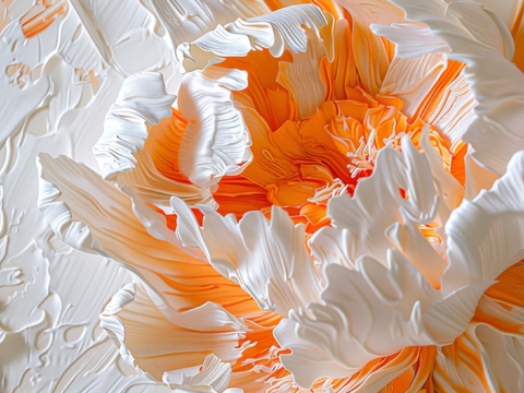  3D浮雕花卉背景墙 