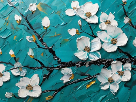  3D浮雕花卉背景墙 