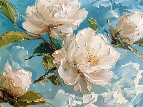  3D浮雕花卉背景墙 