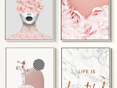  现代简约 装饰画 油画 壁画 抽象画 人物动物 卡通 