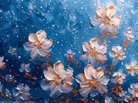  3D浮雕花卉背景墙 