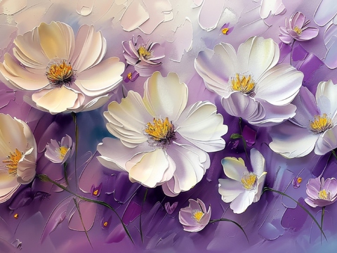  3D浮雕花卉背景墙 