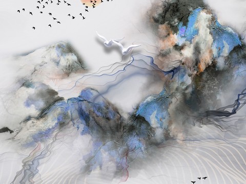  现代简约 装饰画 油画 壁画 抽象画 人物动物 卡通 