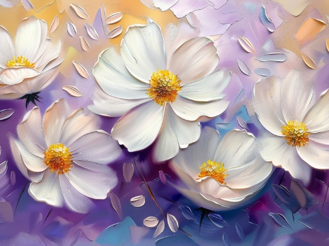  3D浮雕花卉背景墙 