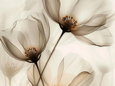  3D浮雕花卉背景墙 