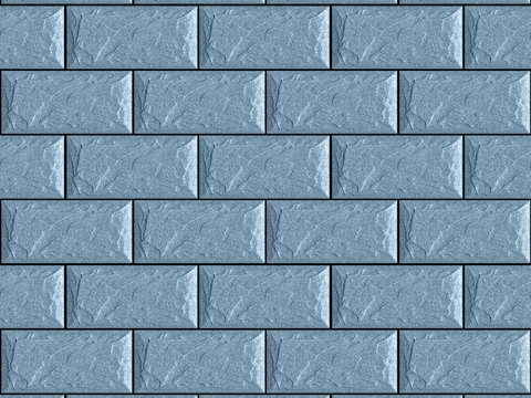  无缝天空蓝立体文化石砖墙贴图 