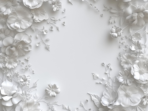  3D浮雕花卉背景墙 