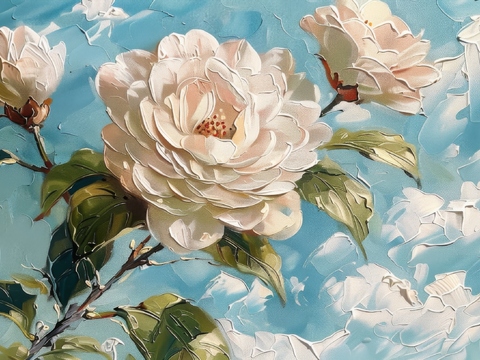  3D浮雕花卉背景墙 