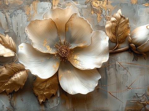  3D浮雕花卉背景墙 