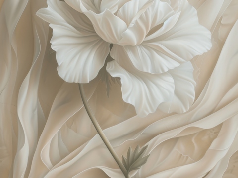  3D浮雕花卉背景墙 