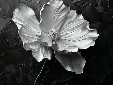  3D浮雕花卉背景墙 